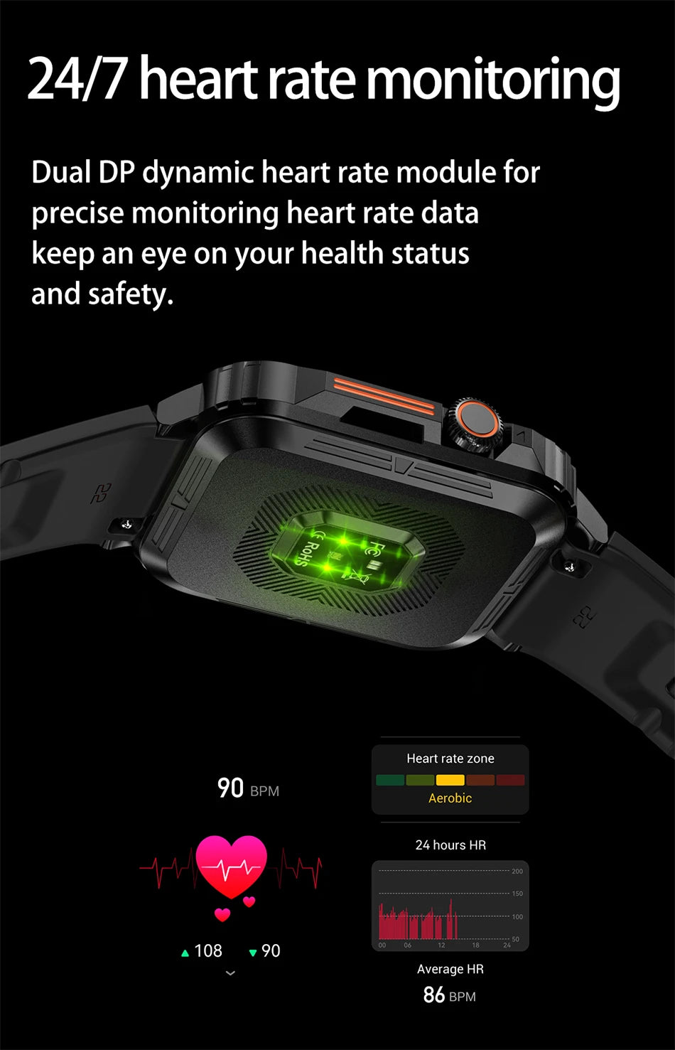 2024 Smartwatch – 1.95" Display, Bluetooth Calls, IP68, Fitness & Health Tracking!